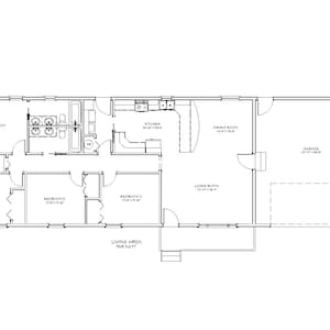 Traditionele architectonische plannen met 4 slaapkamers en 2 badkamers in ranchstijl, 1508 SF, 82'x25', huisplannen met 1 verdieping, dubbele garage, plattegrond voor eengezinswoningen