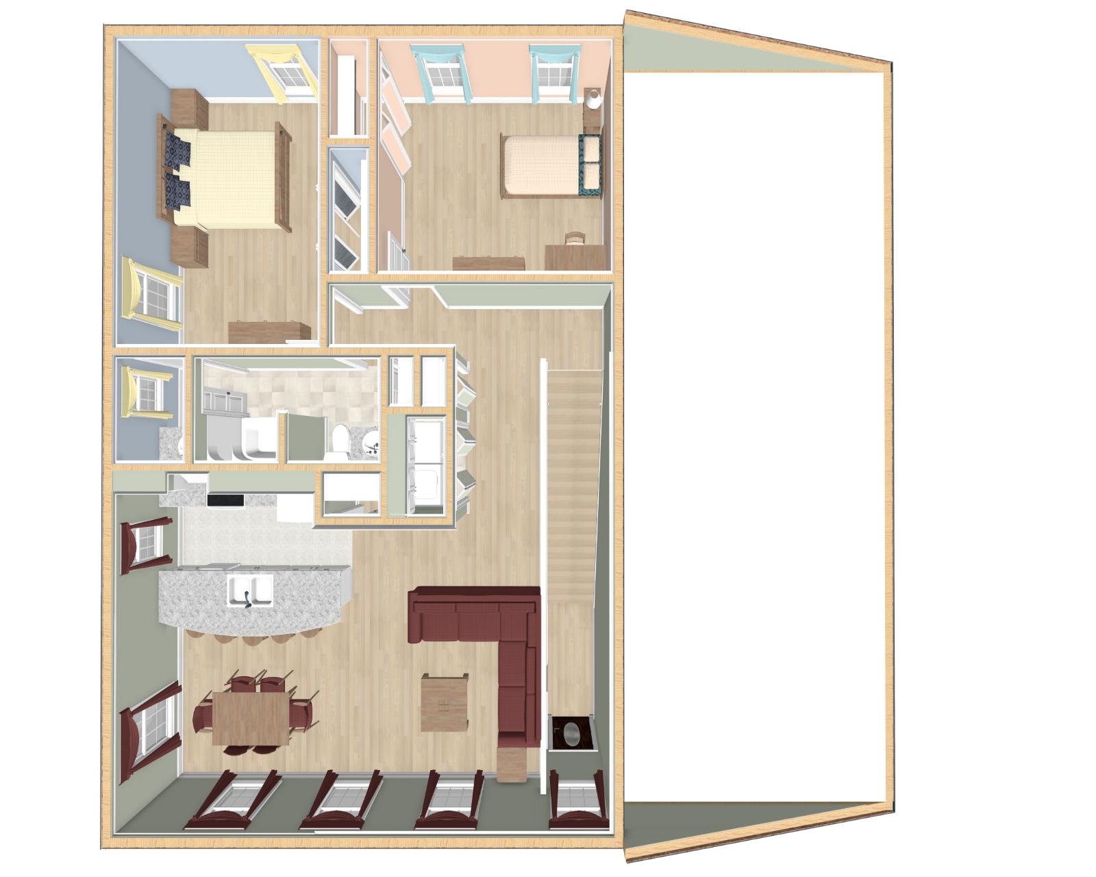 2 Bedroom Garage Apartment House Plans, RV Bus Big Rig Garage, 2/1.5 ...