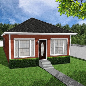 4 Bedroom Traditional Cottage House Plans, 4/2, 1508 Square Feet, 25&#39;x60&#39;, One Story Floor Plan, Small Narrow Single Family Home Blueprints