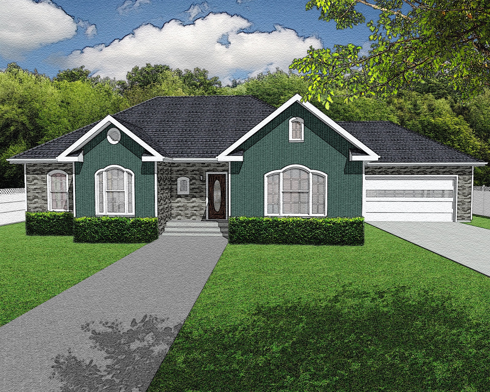 4 Bed 3.5 Bath 2100 SF 81x46 House Plans, 1 Story Floor Plan, 2