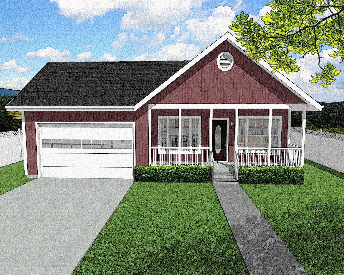 Four Bedroom Traditional Cottage Floor Plan, 1508 Square Feet, 46'x65 ...