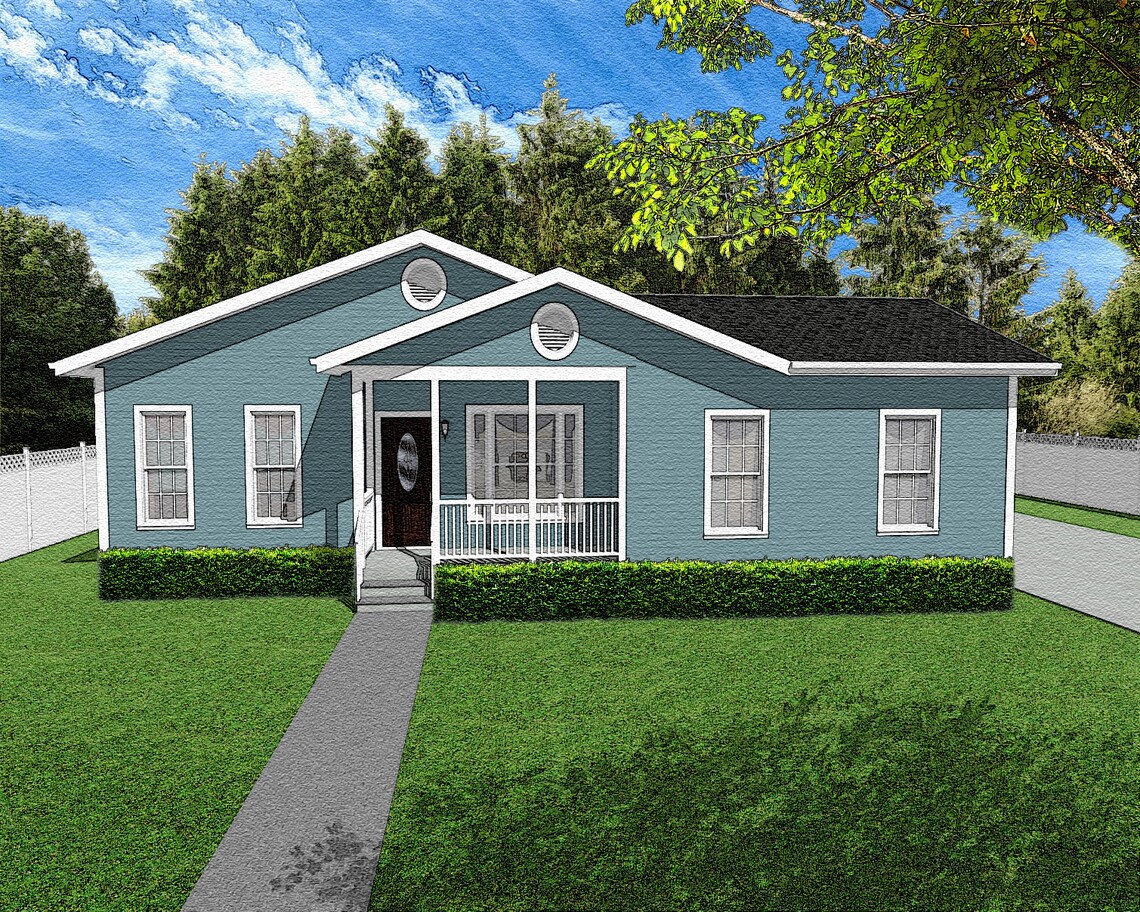 3 Bedroom Ranch Style House Plans, 3/2, 1209 Square Feet, 51'x46 ...