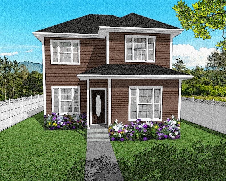 Two Bedroom Traditional Cottage Floor Plan, Two Story House Plans, 1518 ...