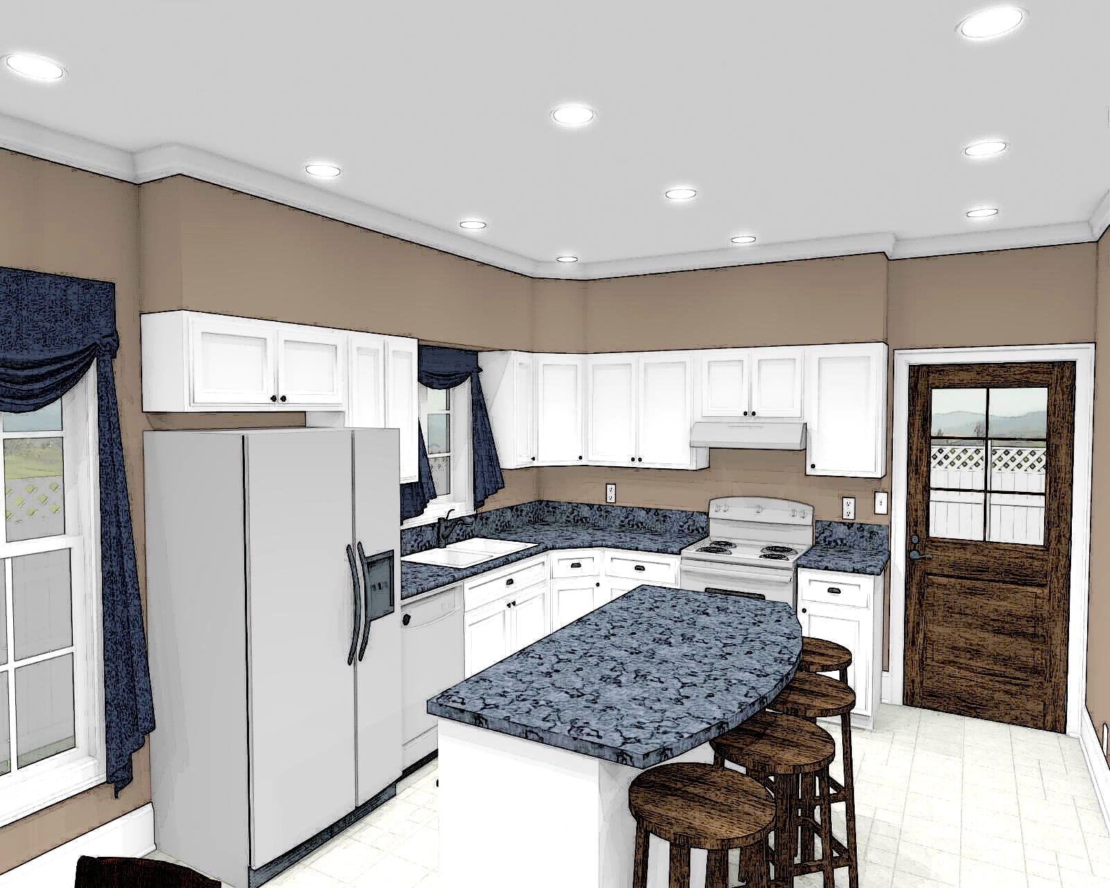 Two Bedroom Traditional Cottage Floor Plan, Two Story House Plans, 1518 ...
