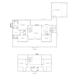 4 Bedroom 3.5 Bath 2 Story Farmhouse Architectural Plans, 2495 SF 89&#39;x62&#39;, Double Garage Floor Plan, Front Back Porch, Digital House Plans