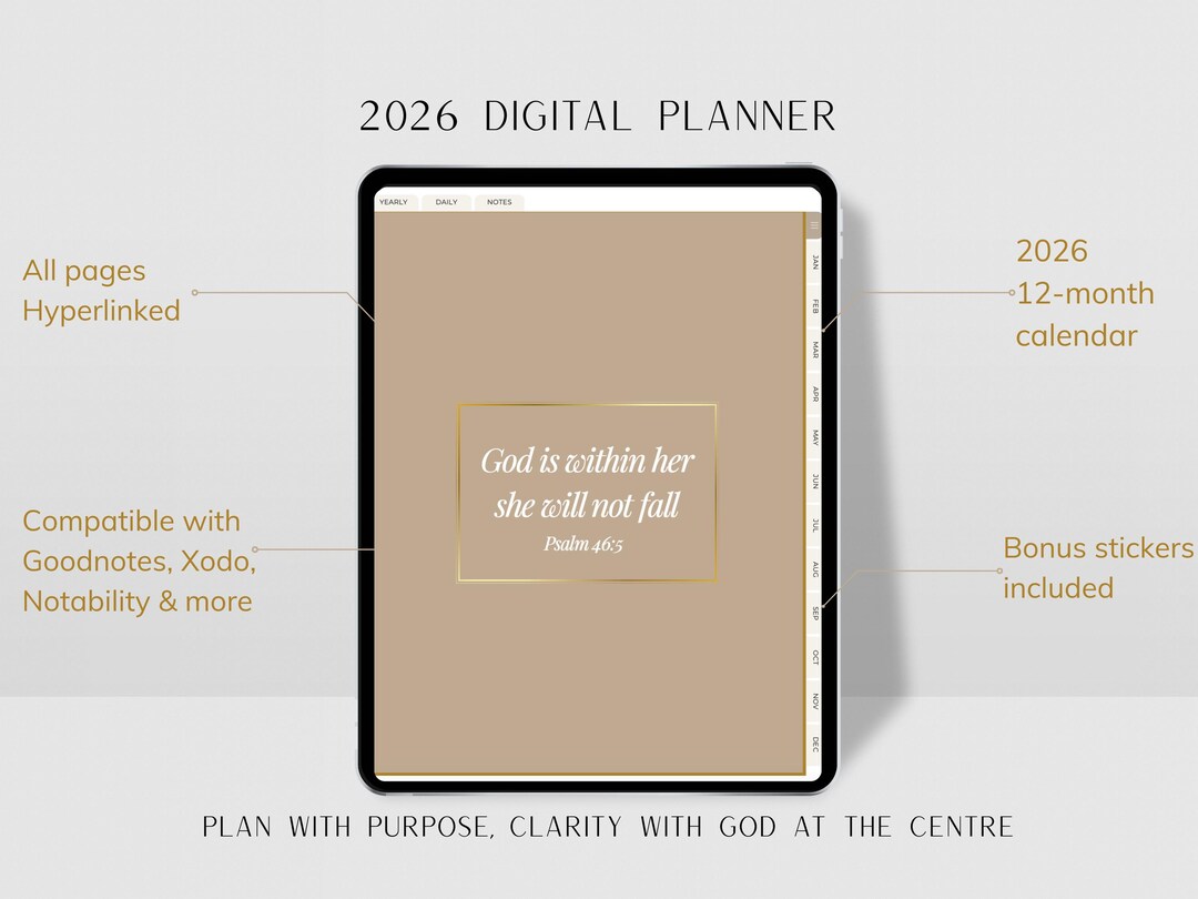 2026 Digital Planner | Dated & Fully Hyperlinked | Compatible With ...