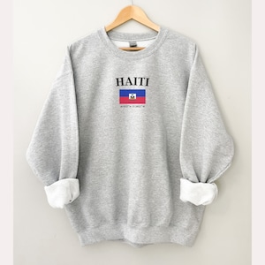 Unisex Haiti Sweatshirt -  Haitian Sweatshirt - Vintage Style - Haiti Flag - Haitian Sweater - Haiti Gift - Haiti Map Coordinates