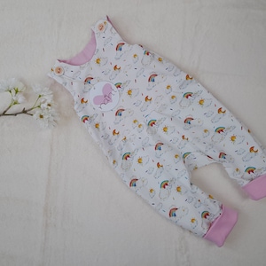 Baby romper with clouds, sun and rainbow for girls, size 62