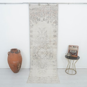 3x8 Turkish Runner Rug, Corridor Rug, 3x8 Oushak Runner, Rug For Hallway, Oriental Runner, 3x8 Anatolian Runner,3x8 Vintage Runner Rug,13524