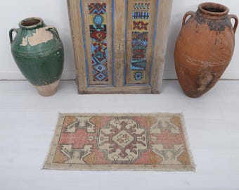 2x3 Anatolian Rug, Turkish Small Rug, Vintage Small Rug, 2x3 Door Mat Rug, Oushak Mini Rug, Oushak Small Rug, 2x3 Natural Rug,Wool Rug,5705