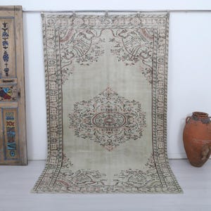 6x9 Turkish Rug, Vintage Rug, 6x9 Area Rug, Bohemian Rug, Anatolian Rug, Oushak Rug, Handmade Rug, Natural Rug, Muted Rug,Pastel Rug,27167