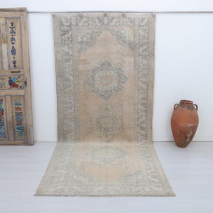 5x11 Area Rug, 5x11 Turkish Rug, Bohemian Rug,Muted Rug,Pastel Rug, Anatolian Rug,Handmade Rug,5x11 Natural Rug,Vintage Rug,Oushak Rug,21321