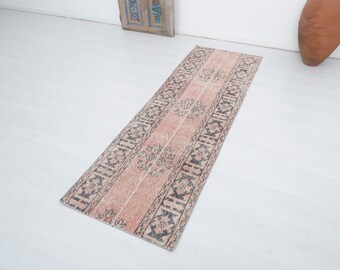 Tapis de passage anatolien 2 x 7, tapis de couloir, tapis bohème, décoration rustique, tapis de passage turc 2 x 7, tapis de passage fait main, tapis vintage 2 x 7, tapis d'entrée, 16257