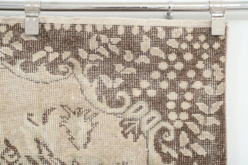 5x9 Contemporary Rug, Turkish Area Rug, 5x9 Vintage Rug, Wool Carpet,5x9 Traditional Rug,Oriental Vintage Rug,5x9 Handknotted Rug,Beige,9679 image 6