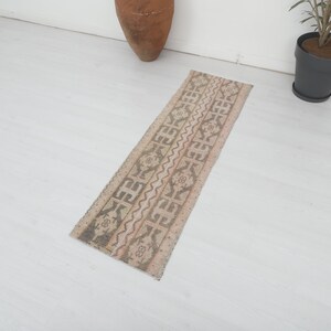 Small Turkish Patchwork Runner Rug: 1.5 x 5 ft Vintage Oriental Rug