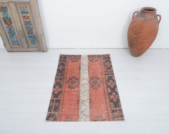 3 x 4 tapis dinde, décoration bohème, tapis unique en laine, petit tapis vintage, tapis patchwork, tapis fait main 3 x 4, tapis bohème, tapis Oushak 3 x 4, vieux, 16262