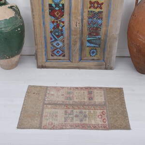 1x3 Old Rug, Vintage Rug, Turkish Rug 1x3, Anatolian Rug, Oushak Rug, Mini Rug, 1x3 Door Mat Rug, Small Rug, Antique Rug,Handmade Rug,5959