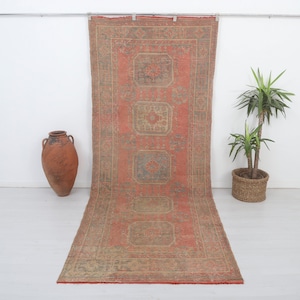 Vintage Runner, 5x11 Turkish Runner, 5x11 Oushak Runner,Runner Rug,Anatolian Runner,Handmade Runner,Wool Runner,Turkish Rug,Home Decor,7166