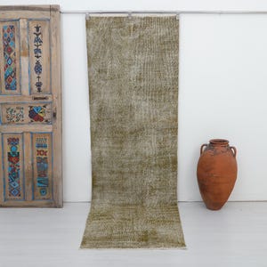 Handmade Oushak Runner Rug: Vintage Turkish Wool (3x10 Rug)