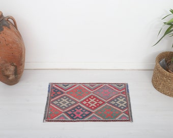 Oushak Small Rug, 1x2 Rug, Vintage Rug, Turkish Rug, Mini Rug, Door Mat Rug, Bath Mat Rug, 1x2 Anatolian Rug, Natural Rug,Antique Rug,6455