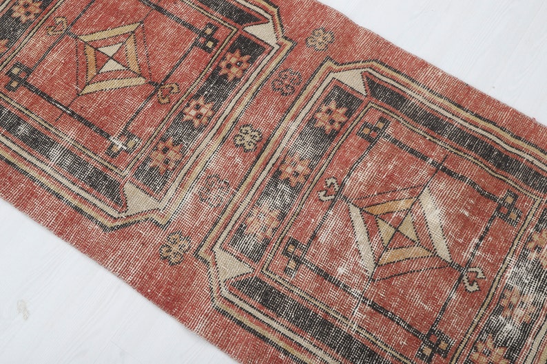 Turkish Wool Rug, 3x5 Pink Rug, Geometric Design Rug, 3x5 Area Rug, Rug For Kitchen, Rug For Kids, 3x5 Vintage Rug, Home Decor, Wool, 8592 zdjęcie 3