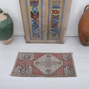 1x3 Old Rug, Vintage Rug, Turkish Rug 1x3, Anatolian Rug, Oushak Rug, Mini Rug, 1x3 Door Mat Rug, Small Rug, Antique Rug,Handmade Rug,6447