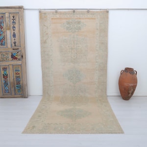 Neutral Rug, 5x11 Rug, Vintage Rug, Anatolian Rug, Handmade Rug, Oversize Rug, Muted Colors Rug,Faded Rug,Pastel Turkish Rug,Soft Rug, 21315