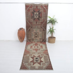 Vintage Turkish Oushak Runner Rug: Muted Pastel Cotton Wool (3x14 Rug)