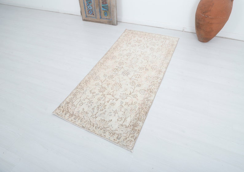 Alfombra Boho 3x6, alfombra pequeña turca, alfombra de área hecha a mano, alfombra vintage pequeña, alfombra Oushak 3x6, decoración boho, alfombra boho, alfombra antigua 3x6, lana, 14951 imagen 2