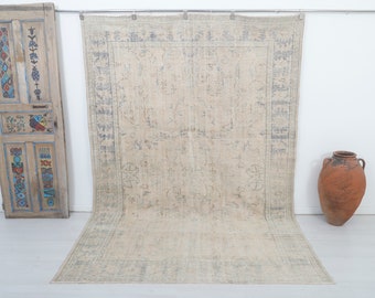 7x10 Antique Rug, Living Room Rug, Handmade Rug, Bohemian Rug, Natural Rug 7x10, Oushak Rug, Oriental Rug,Kitchen Carpet,Soft Rug 7x10,15497
