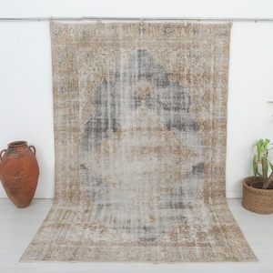 RUGSNATURAL,7x10 Area Rug,7x10 Vintage Rug,7x10 Handmade Rug,Oriental Rug,Rug For Living Room,Turkish Rug 7x10,Oushak Rug,7x10 Wool Rug,9713