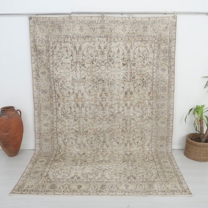 7x10 Contemporary Rug, Rug For Living Room,7x10 Turkish Rug,7x10 Oriental Rug,7x10 Vintage Rug,7x10 Soft Rug,7x10 Pastel Rug,Oushak Rug,9675