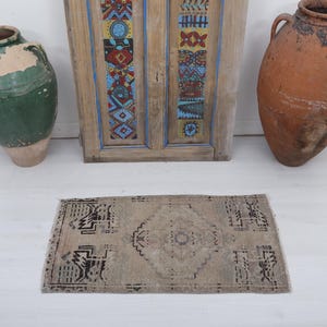 Turkish Mini Rug, Turkish Rug, Vintage Mini Rug, Wool Rug, Oushak Door Mat, 2x3 Anatolian Rug, 2x3 Door Mat Rug, Door Mat,2x3 Mini Rug,22887
