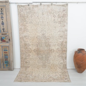5x8 Bohemian Rug, Natural Rug 5x8, Vintage Rug, 5x8 Turkish Rug, 5x8 Handmade Rug, Oriental Rug 5x8, Living Room Rug, Oushak Rug 5x8, 13758