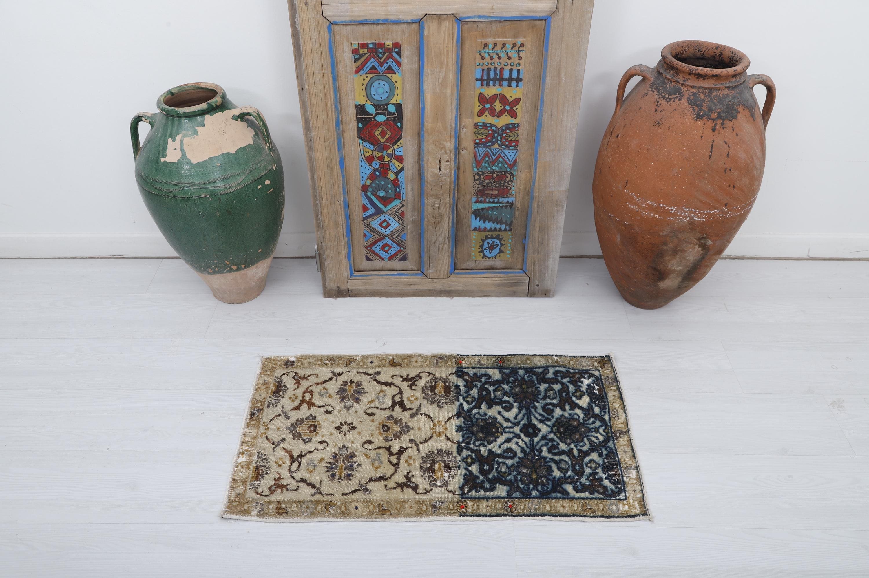 Vintage Oushak Mini Rug: Turkish Cotton Wool Door Mat (2x3 Ft) - Etsy