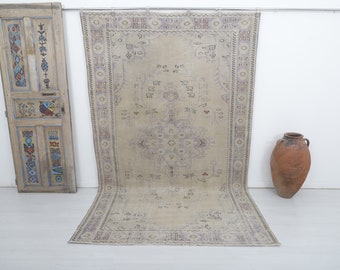 5'7 x 9'5 Ft Vintage Rug, Oriental Handmade Rug, 6x10 Oushak Rug, Anatolian Carpet, 6x10 Unique Rug, Antique Rug 6x10, 6x10 Turkey Rug,15124