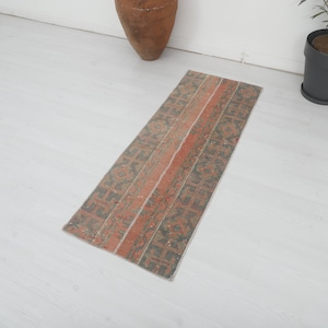 2x5 Turkish Rug, Oushak Vintage Rug, Patchwork Rug 2x5, 2x5 Red Rug, Home Decor, Turkish Vintage Rug, Decorative Rug, Small Runner Rug,13292