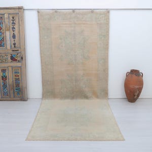 Faded Rug 5x11, Pastel Rug,Handmade Rug,Oushak Rug 5x11,Vintage Turkish Rug,Turkish Vintage Rug,Natural Rug,Anatolian Rug,Oversize Rug,21314