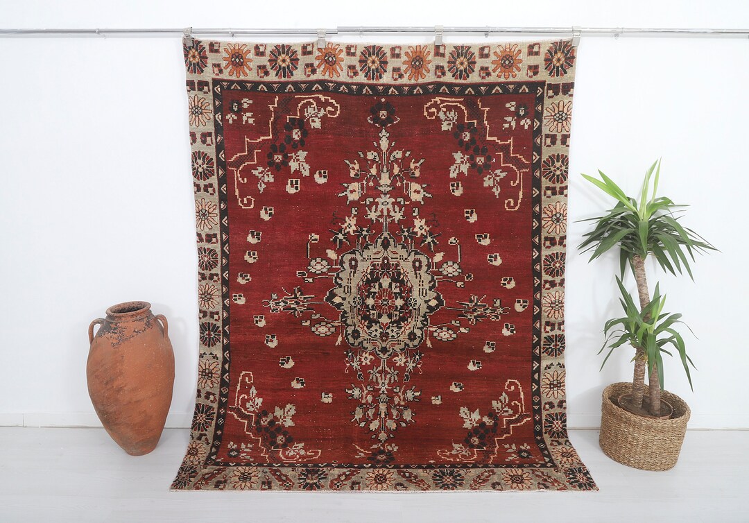 6x8 Rug Turkey Rug Wool Rug Neutral Rug Pastel Rugturkish Etsy