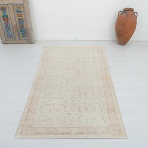 4x7 Bohemian Rug, Turkish Vintage Rug, Home Decor, 4x7 Handmade Rug, Rug For Office, Beige Oriental Rug, 4x7 Antique Rug,Unique Carpet,13770