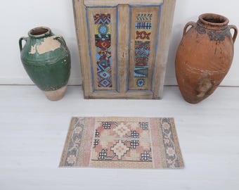 Door Mat Rug, Handmade Rug, Bath Mat Rug, 2x3 Turkish Rug, 2x3 Vintage Rug, Soft Door Mat, Small Size Rug,Oushak Mini Rug,2x3 Soft Rug,5972