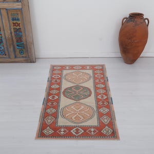 3x5 Rug, Vintage Small Rug, Bohemian Rug, Old Small Rug,Anatolian Rug,Small Rug,Natural Small Rug,Wool Rug,Small Size Rug,Handmade Rug,23440