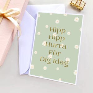 Swedish Card " Hipp Hurra För Dig Idag" Illustrated Greeting Card