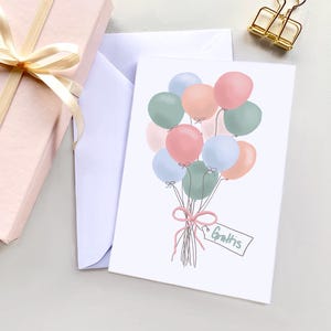Swedish Grattis Birthday ballons Card: Illustrated Greeting Card