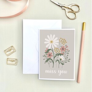 Carte de voeux avec des fleurs et vous manquez, carte avec des fleurs et vous me manquez, carte double A6, cartes de voeux