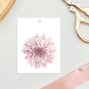Etichetta regalo Dahlia, piccole carte regalo, carte per regali, carta regalo Dahlia, carte per fiori, carte illustrate, carte etichetta regalo