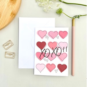 Carte de voeux XOXO, carte de Saint-Valentin, Saint-Valentin xoxo, cartes d'amour et d'amitié