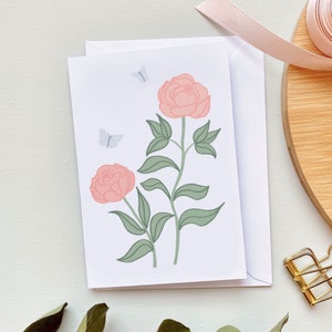Biglietti di auguri con fiori, biglietti floreali, biglietti con fiori, biglietti con fiori pastello, fiori e farfalle