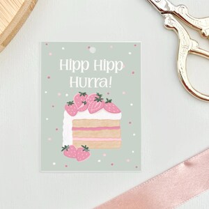 Etichetta regalo hipp hipp hurra, piccole carte regalo, carte per regali, etichetta regalo compleanno, carte per fiori, carte illustrate, carte etichetta regalo,
