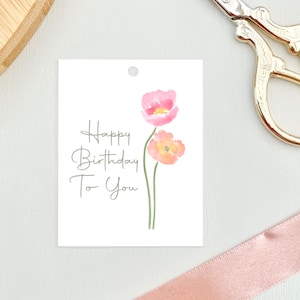 Etichetta regalo Buon compleanno, piccole carte regalo, carte per regali, carte regalo papaveri, carte per fiori, carte illustrate, biglietto di buon compleanno